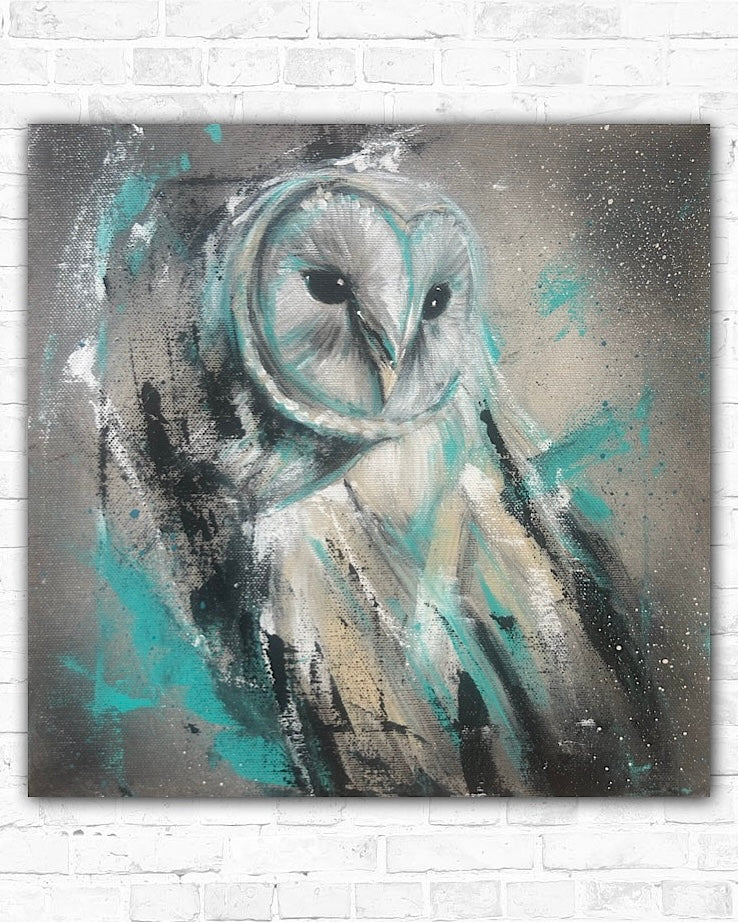 NOCTAVis: Eulenkunst für Naturliebhaber | Handgemaltes Acrylbild auf Leinwand