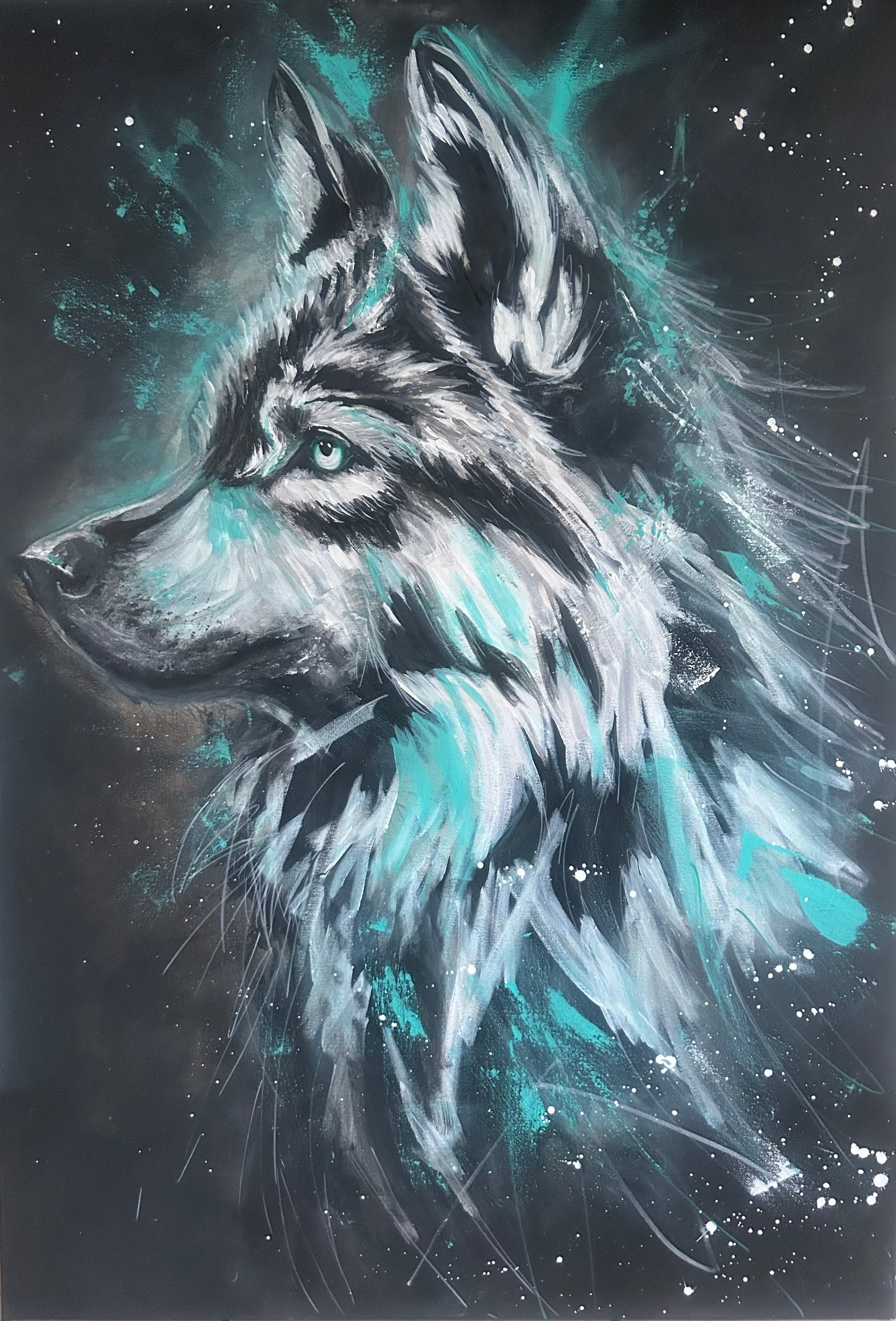 LUPUS – Handgemaltes Wolfsgemälde auf Leinwand