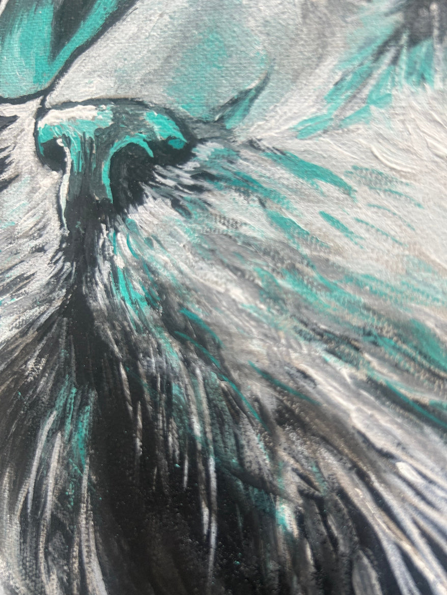 CATWhisper – Mystisches Katzenbild in Acryl | Handgemaltes Acrylbild auf Leinwand