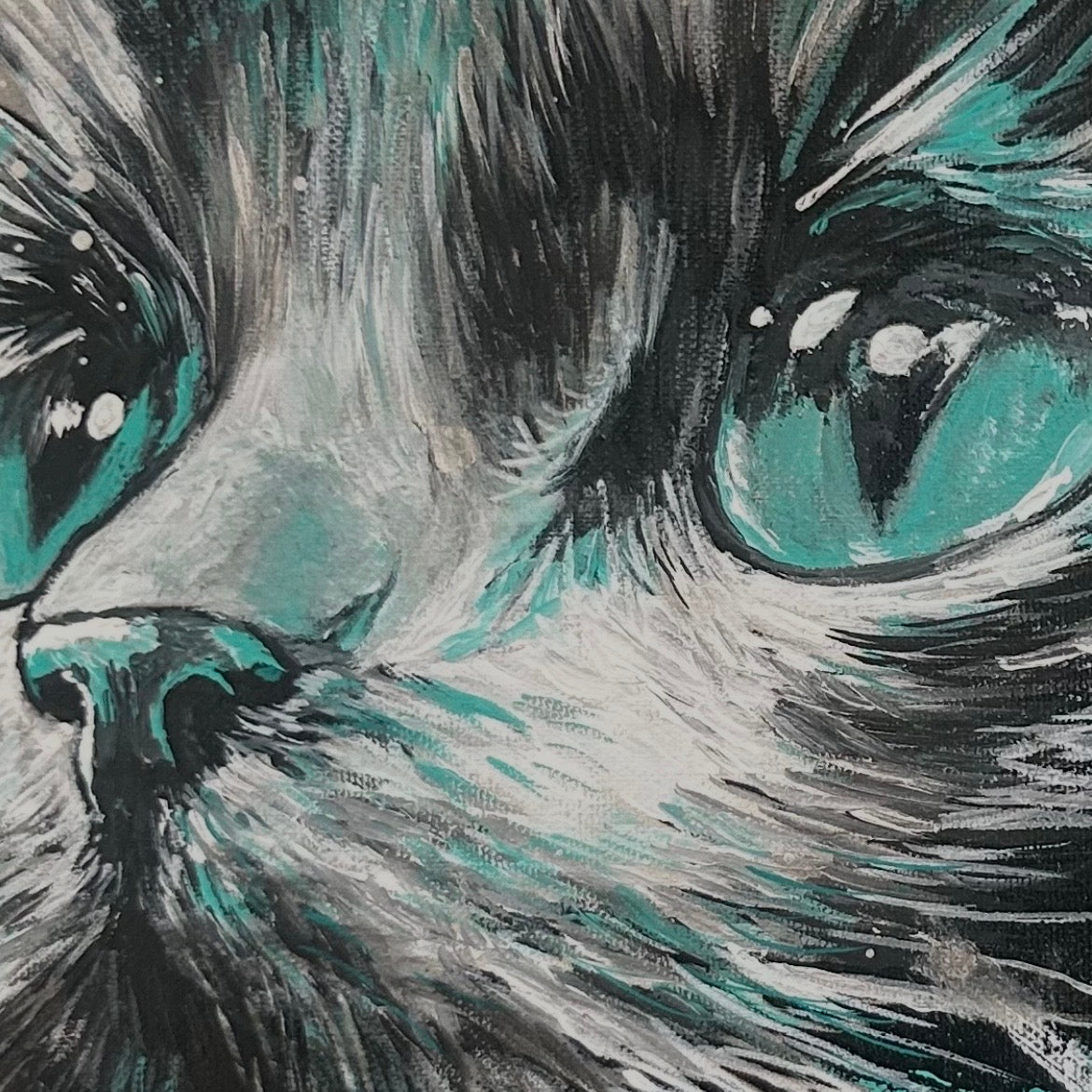 CATWhisper – Mystisches Katzenbild in Acryl | Handgemaltes Acrylbild auf Leinwand