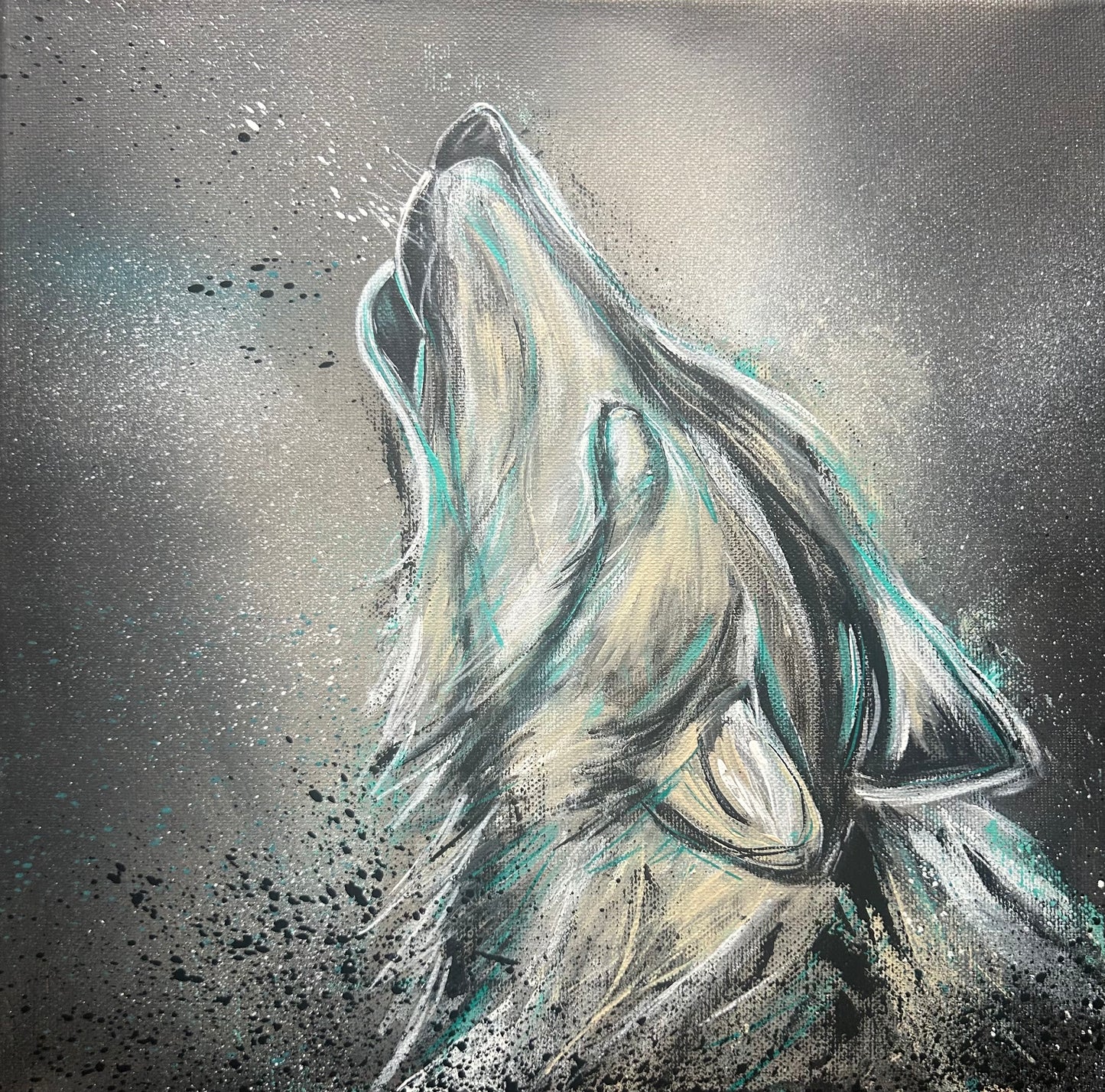 VARGKall: Wolf Gemälde | Nordische Kunst | Handgemaltes Acrylbild auf Leinwand
