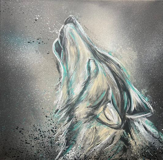 VARGKall: Wolf Gemälde | Nordische Kunst | Handgemaltes Acrylbild auf Leinwand