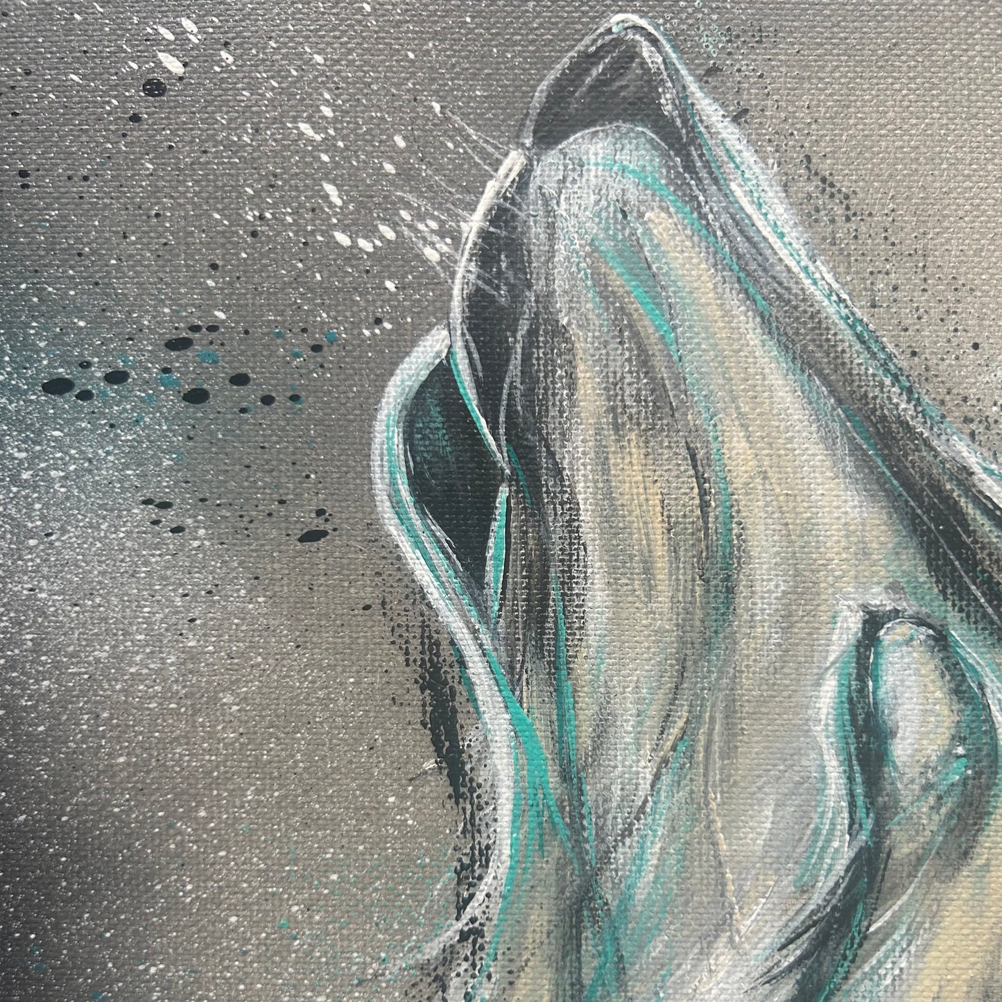 VARGKall: Wolf Gemälde | Nordische Kunst | Handgemaltes Acrylbild auf Leinwand