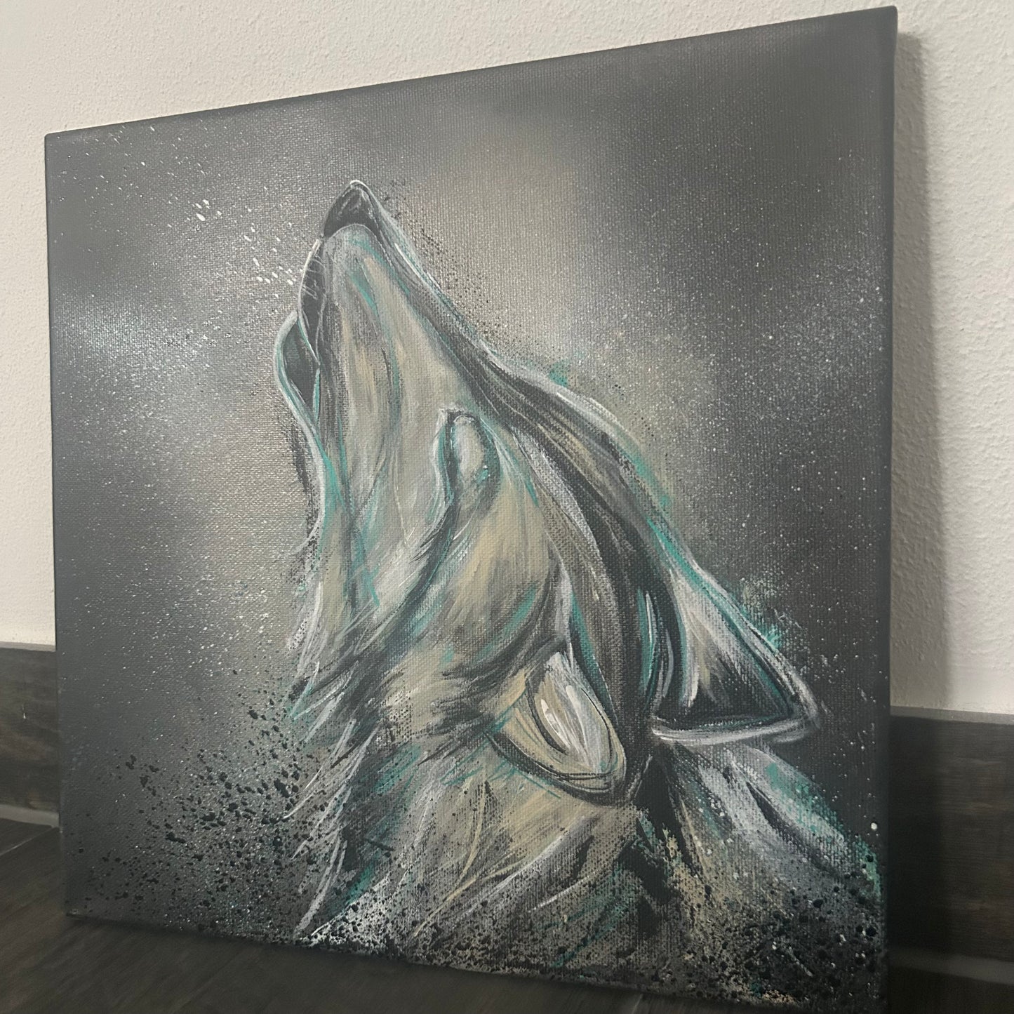 VARGKall: Wolf Gemälde | Nordische Kunst | Handgemaltes Acrylbild auf Leinwand