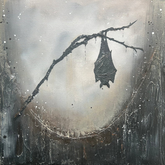 NEBELFreund | Original Acrylbild mit Fledermaus auf Leinwand