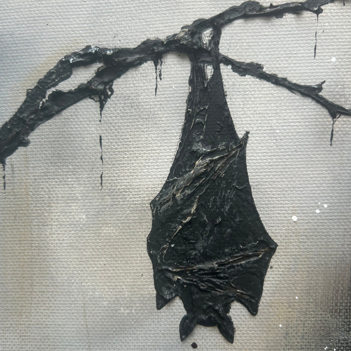 NEBELFreund | Original Acrylbild mit Fledermaus auf Leinwand